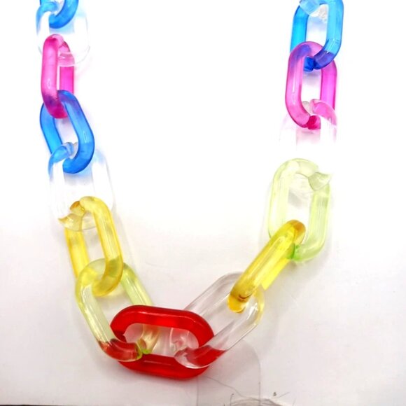 Acrylic Multi Colored Wallet Or Pants Single Layer 18 Inches Long  New - Picture 7 of 9